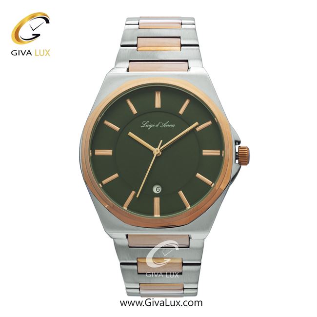 ساعت مچی اورجینال مردانه LdA | لوئیجی د آنا | Luigi d'Ana نقره ای-رزگلد | نقره ای-رزگلد| سبز یشمی تیره| کد رفرنس 2440